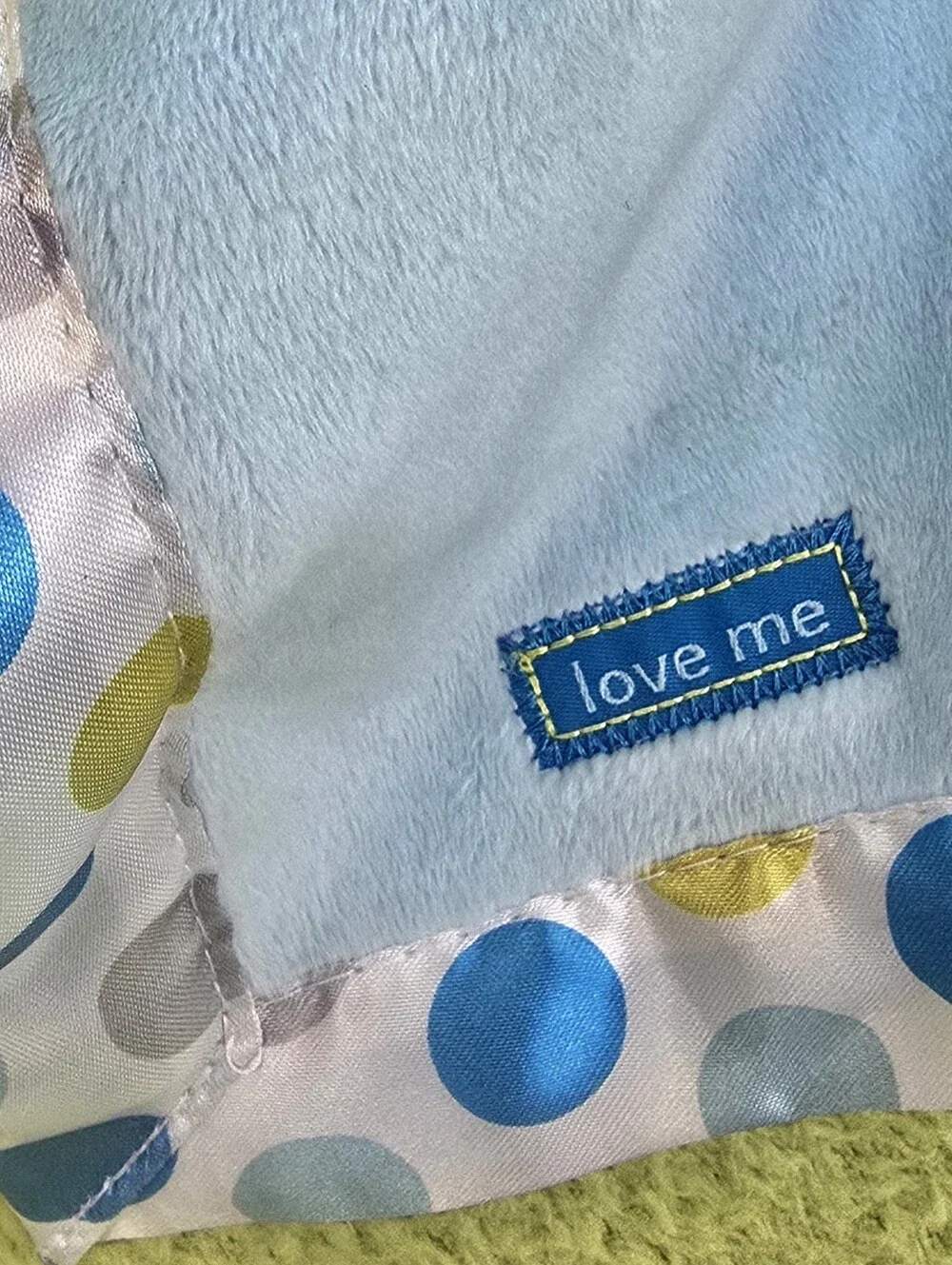 NWT MINT Carter's BABY Blue PUPPY DOG Lovey + Polka-Dot Trim LOVE ME unisex (Q5)